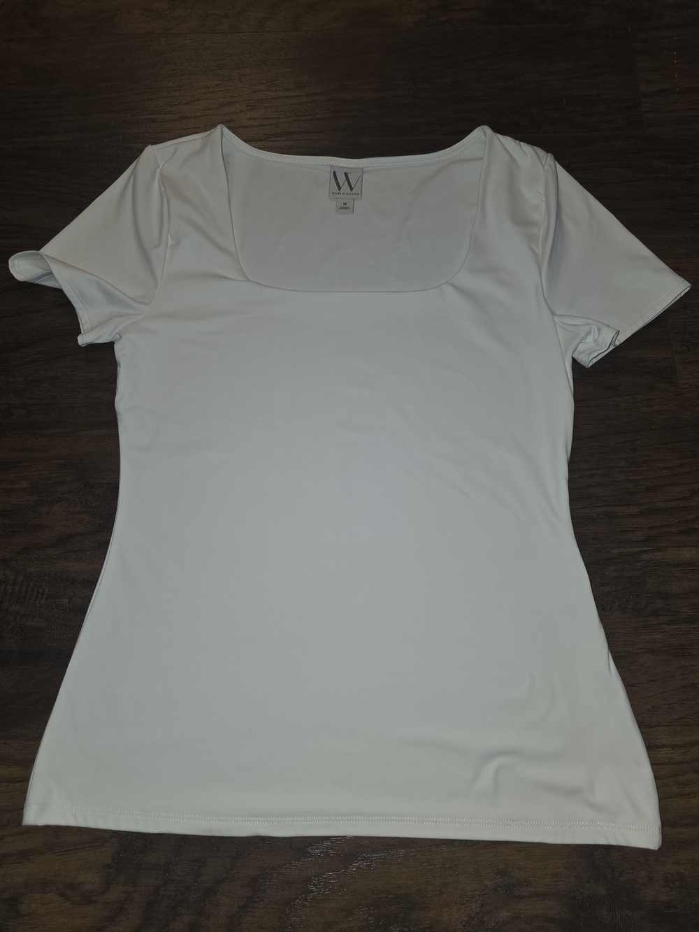 Worthington White Square Neck Short Sleeve Tee